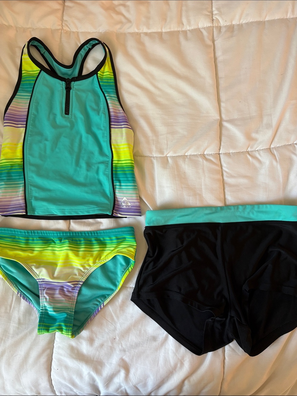 Gerry Weber Girls 3-Piece Teal, Yellow & Black Swim Set